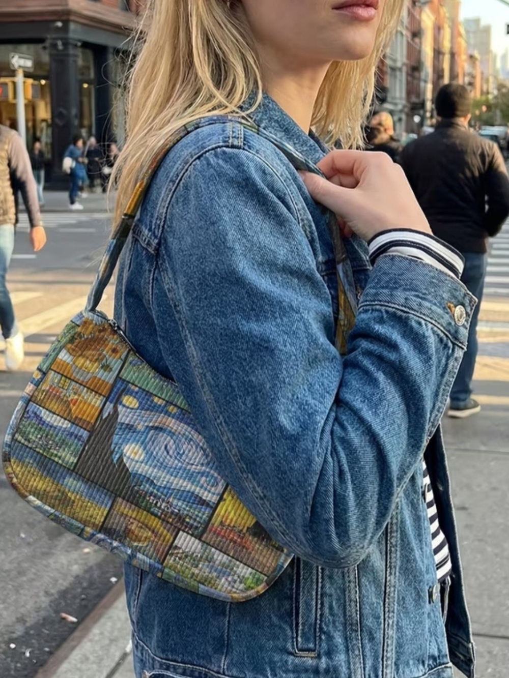 Van Gogh Cordoury Multicolor Shoulder Bag
